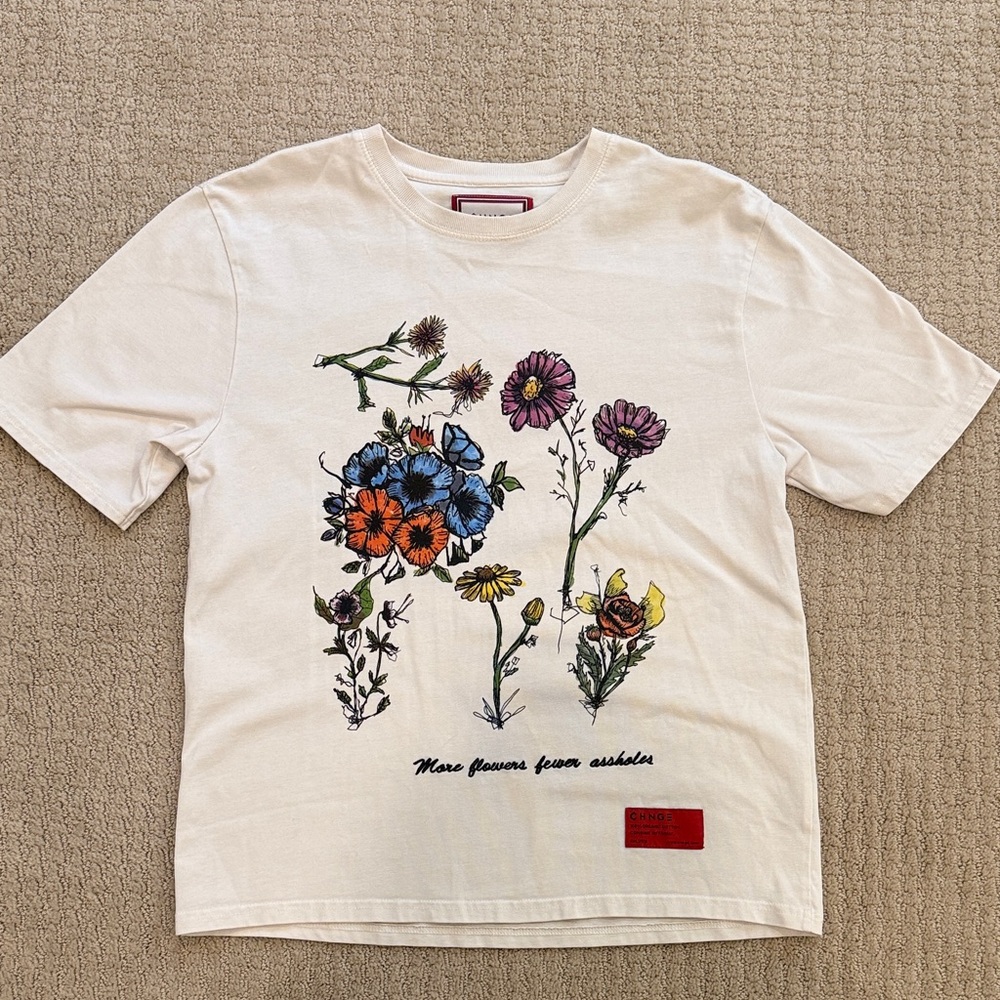 CHNGE "More flowers fewer assholes" Cropped Boxy Tee